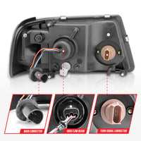 ANZO 2001-2011 Ford Ranger Crystal Headlights w/ Light Bar Chrome Housing - Burkken Auto Parts