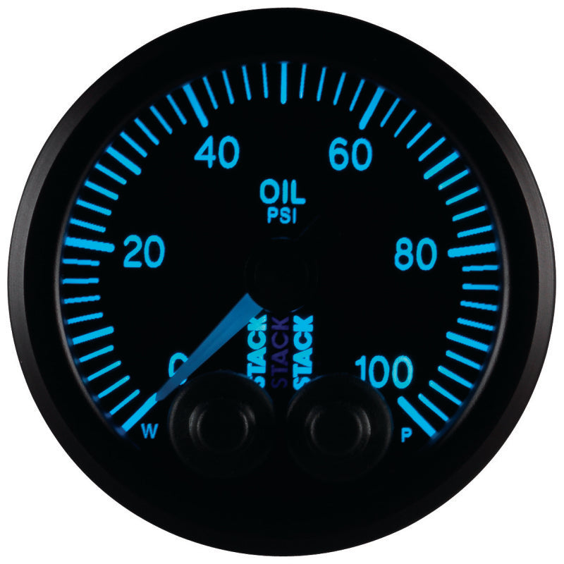 Autometer Stack Instruments Pro Control 52mm 0-100 PSI Oil Pressure Gauge - Black (1/8in NPTF Male) - Burkken Auto Parts