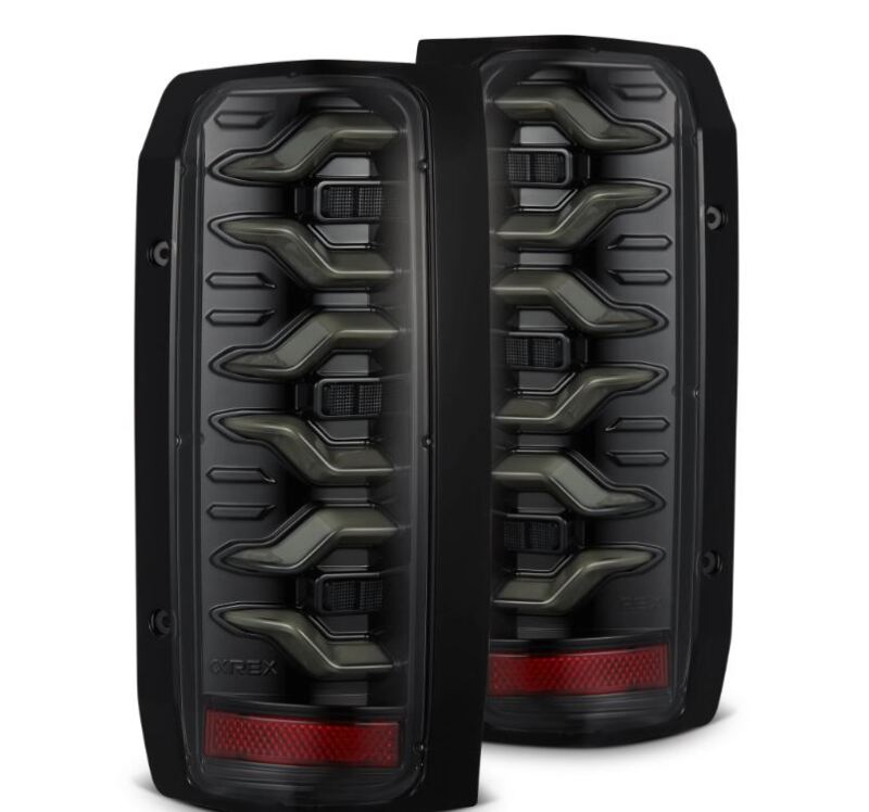 AlphaRex 87-96 Ford Bronco/F-150 Luxx-Series LED Tail Lights - Alpha-Black - Burkken Auto Parts