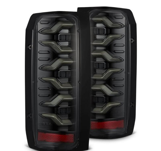 AlphaRex 87-96 Ford Bronco/F-150 Luxx-Series LED Tail Lights - Alpha-Black - Burkken Auto Parts