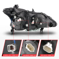 ANZO 13-15 Nissan Altima (w/o Factory HID Bulbs) Projector Headlights - w/ Light Bar Black Housing - Burkken Auto Parts