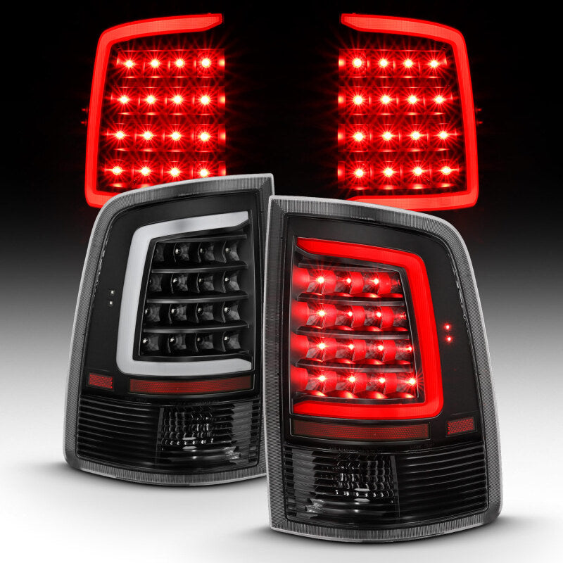 ANZO 2009-2018 Dodge Ram 1500 LED Taillight Plank Style Black w/Clear Lens - Burkken Auto Parts