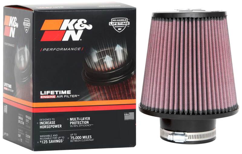 K&N Universal Clamp-On Air Filter 3in FLG / 6in B / 4-1/2in T / 6in H - Burkken Auto Parts