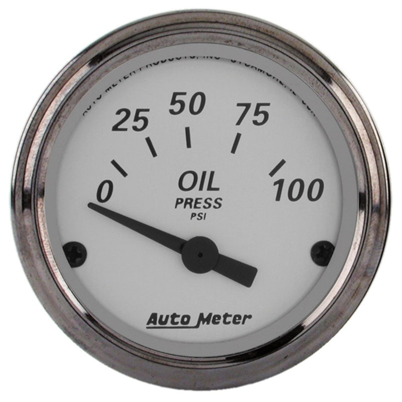 AutoMeter Gauge Oil Press 2-1/16in. 100PSI Elec American Platinum - Burkken Auto Parts
