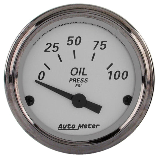 AutoMeter Gauge Oil Press 2-1/16in. 100PSI Elec American Platinum - Burkken Auto Parts