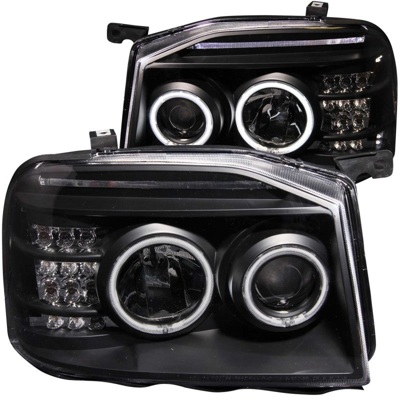 ANZO 2001-2004 Nissan Frontier Projector Headlights w/ Halo Black (CCFL) - Burkken Auto Parts