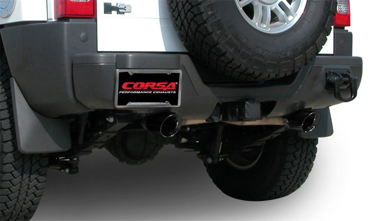 Corsa 2006-2008 Hummer H3 3in Cat-Back Dual Rear w Single 4in Black Pro-Series Tips - Burkken Auto Parts