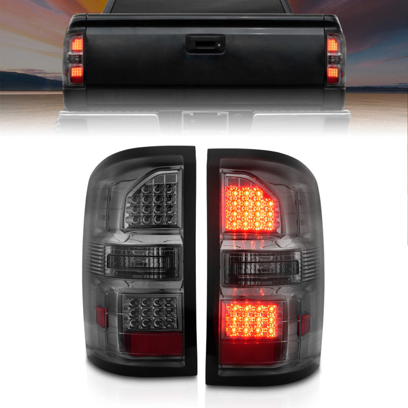 ANZO 2014-2018 GMC Sierra LED Tail Lights Black Housing Smoke Lens - Burkken Auto Parts