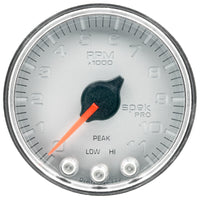 Autometer Spek-Pro Gauge Tach 2 1/16in 11K Rpm W/ Shift Light & Peak Mem Slvr/Chrm - Burkken Auto Parts