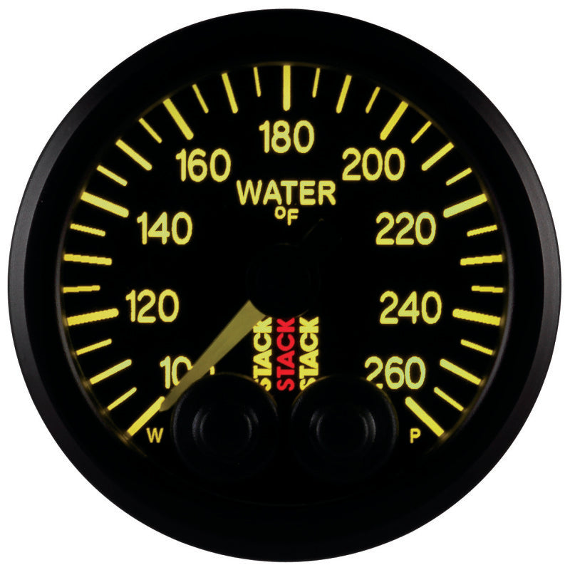 Autometer Stack Pro Control 52mm 100-260 deg F Water Temp Gauge - Black (1/8in NPTF Male) - Burkken Auto Parts