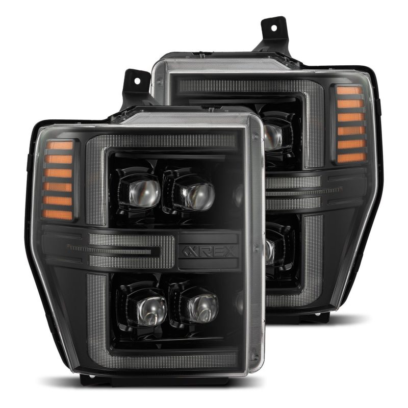 AlphaRex 08-10 Ford F250-550 NOVA-Series LED Projector Headlights Alpha-Blk w/Activ Light/Seq Signal - Burkken Auto Parts