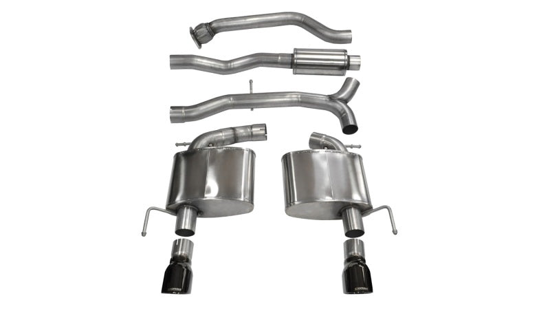Corsa 2013-2019 Cadillac ATS Sedan 2.0L A/T Black Sport Dual Rear Cat-Back Exhaust - Burkken Auto Parts