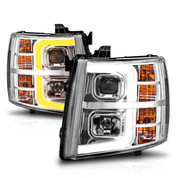 ANZO 2007-2013 Chevrolet Silverado 1500 Projector w/ Light Bar Chrome Housing w/ Sequential - Burkken Auto Parts