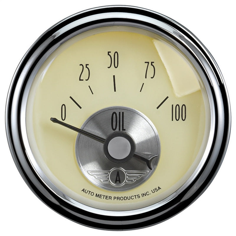 Autometer Prestige Series 2-1/16in 100 PSI Oil Presse Gauge (Antique Ivory) - Burkken Auto Parts