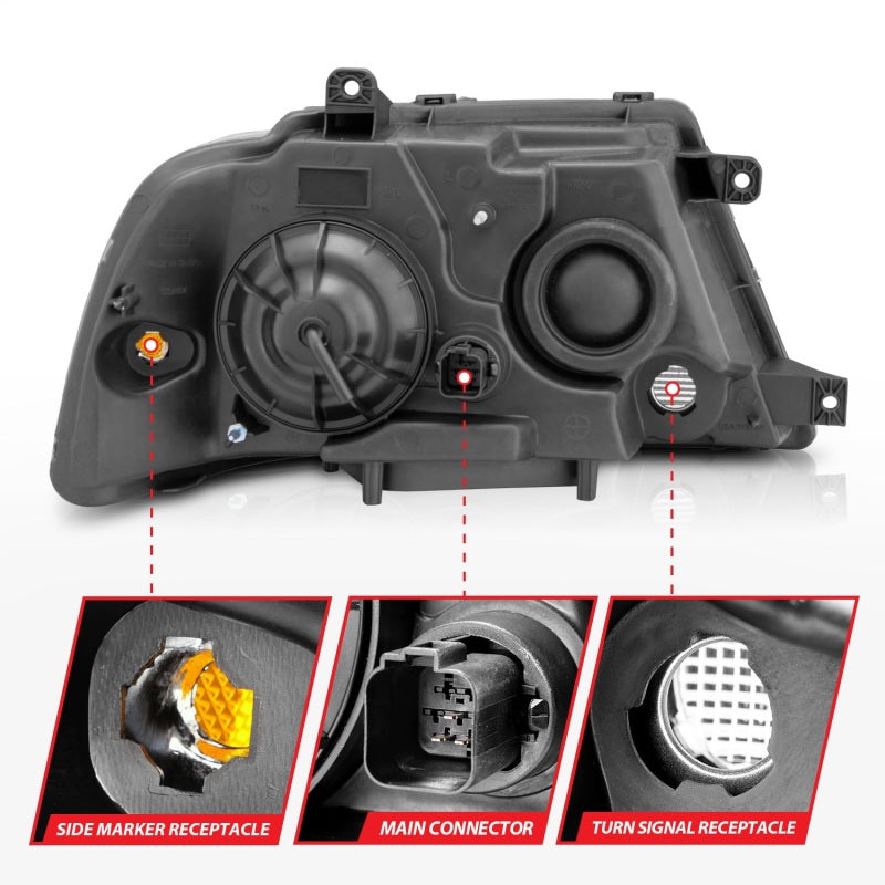 ANZO 2003-2006 Lincoln Navigator Crystal Headlights Black - Burkken Auto Parts