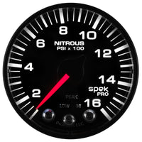 Autometer Spek-Pro Gauge Nitrous Press 2 1/16in 1600psi Stepper Motor W/Peak & Warn Blk/Blk - Burkken Auto Parts