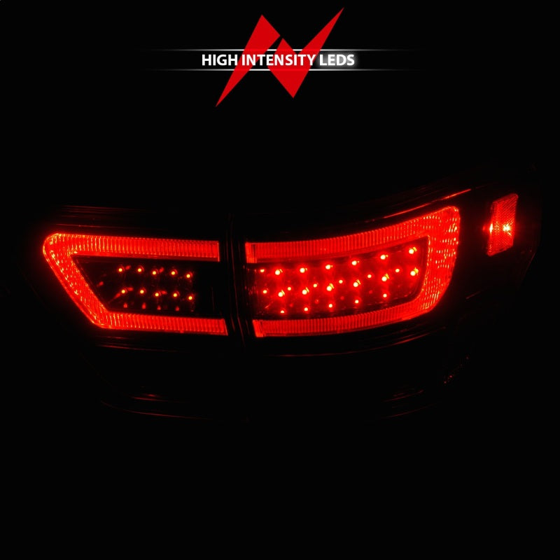 ANZO 11-13 Jeep Grand Cherokee LED Taillights w/ Lightbar Black Housing/Clear Lens 4pcs - Burkken Auto Parts