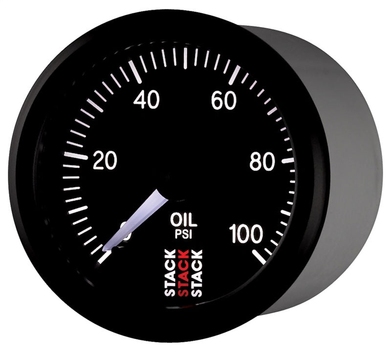 Autometer Stack 52mm 0-100 PSI 1/8in NPTF Male Pro Stepper Motor Oil Pressure Gauge - Black - Burkken Auto Parts