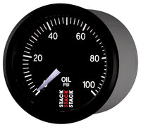 Autometer Stack 52mm 0-100 PSI 1/8in NPTF Male Pro Stepper Motor Oil Pressure Gauge - Black - Burkken Auto Parts