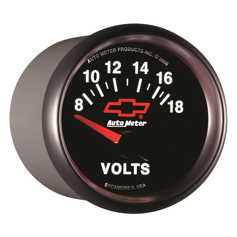 Autometer GM Bowtie Black 2-1/16 Voltmeter 8-18V - Burkken Auto Parts