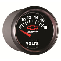 Autometer GM Bowtie Black 2-1/16 Voltmeter 8-18V - Burkken Auto Parts