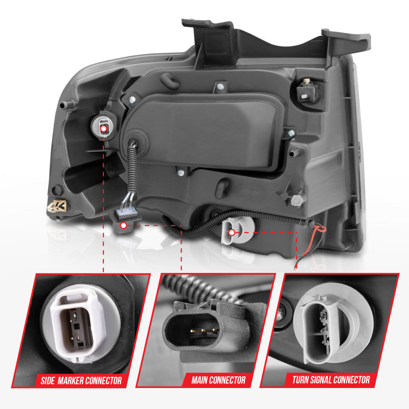 ANZO 2007-2014 Ford Expedition Projector Headlights Chrome - Burkken Auto Parts