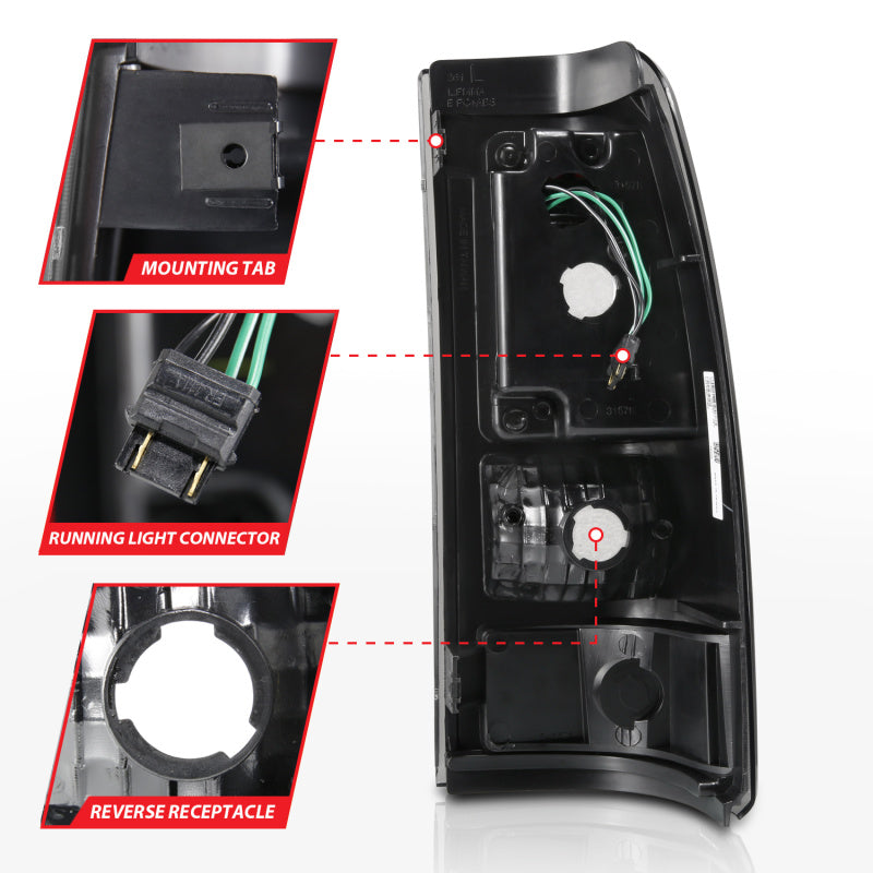 ANZO 2003-2006 Chevy Silverado 1500 LED Taillights Plank Style Chrome With Red/Clear Lens - Burkken Auto Parts