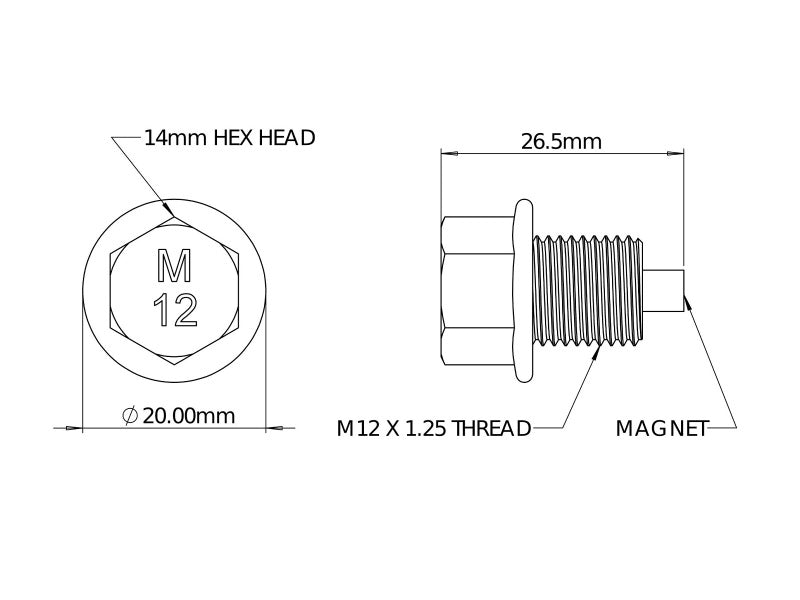 aFe POWER Magnetic Drain Plug M12 x 1.25 - Universal - Burkken Auto Parts