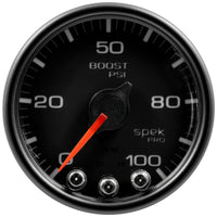 Autometer Spek-Pro Gauge Boost 2 1/16in 100psi Stepper Motor W/Peak & Warn Blk/Blk - Burkken Auto Parts