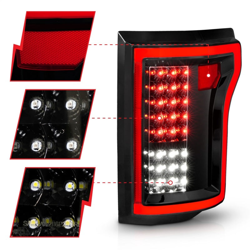 ANZO 2015-2016 Ford F-150 LED Taillights Black - Burkken Auto Parts