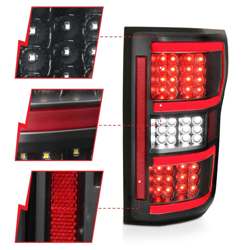 ANZO 18-19 Ford F-150 LED Taillights Black - Burkken Auto Parts