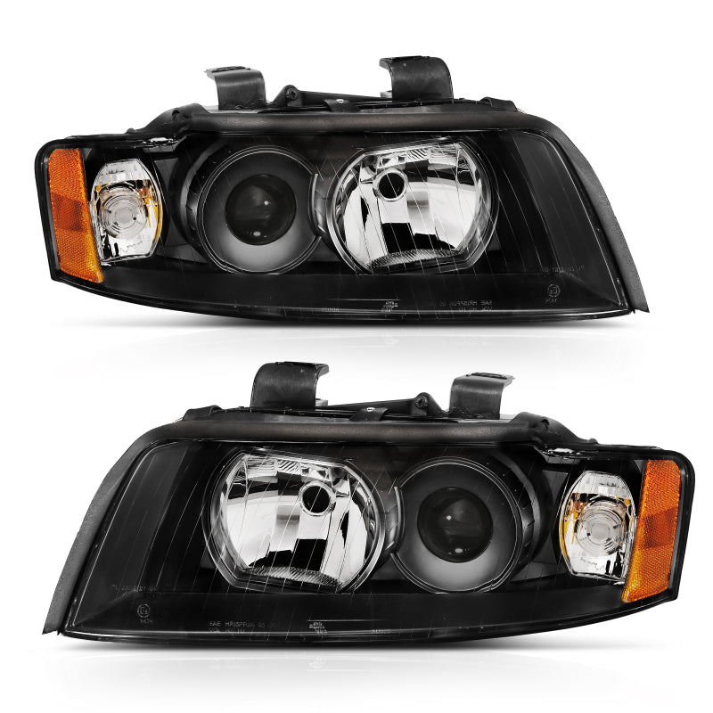 ANZO 2002-2005 Audi A4 Projector Headlight Black G2 (Halogen Type) - Burkken Auto Parts