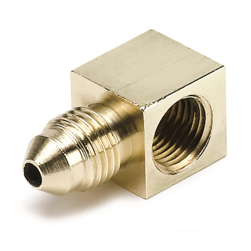 AutoMeter Fitting Adapter 90 Deg. 1/8in. NPT Female To -3AN Male Brass - Burkken Auto Parts