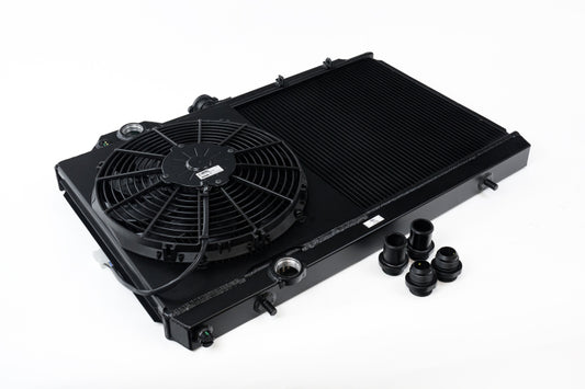 CSF 01-07 Mitsubishi Evo 7/8/9 Full-Slim Radiator w/12in Fan &amp; Shroud/-16AN - Black