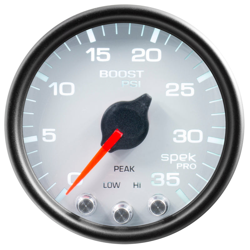 Autometer Spek-Pro Gauge Boost 2 1/16in 35psi Stepper Motor W/Peak & Warn White/Black - Burkken Auto Parts