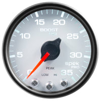 Autometer Spek-Pro Gauge Boost 2 1/16in 35psi Stepper Motor W/Peak & Warn White/Black - Burkken Auto Parts