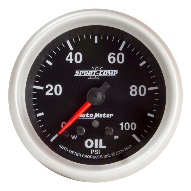 AutoMeter Gauge Oil Press 2-5/8in. 100PSI Stepper Motor W/ Peak & Warn Sport-Comp II - Burkken Auto Parts