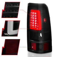 ANZO 1999-2002 Chevy Silverado 1500 LED Taillights Plank Style Black w/Smoke Lens - Burkken Auto Parts