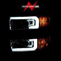ANZO 2015-2016 Chevrolet Silverado Projector Headlights w/ Plank Style Design Chrome w/ Amber - Burkken Auto Parts