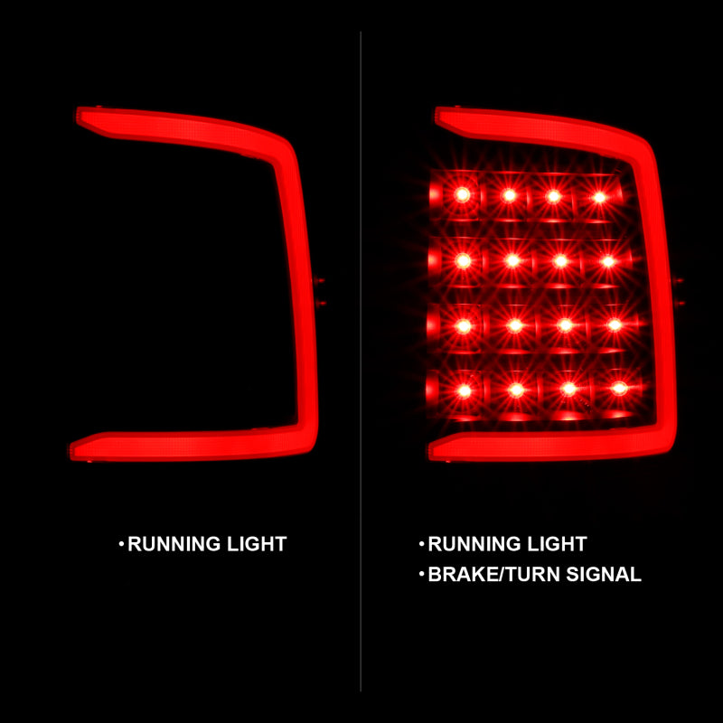 ANZO 2009-2018 Dodge Ram 1500 LED Taillight Plank Style Black w/Smoke Lens - Burkken Auto Parts