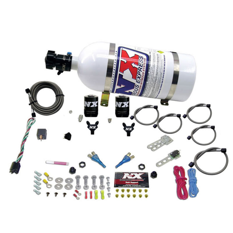 Nitrous Express Dual Nozzle Sport Compact Nitrous Kit (35-50-75HP) w/10lb Bottle - Burkken Auto Parts