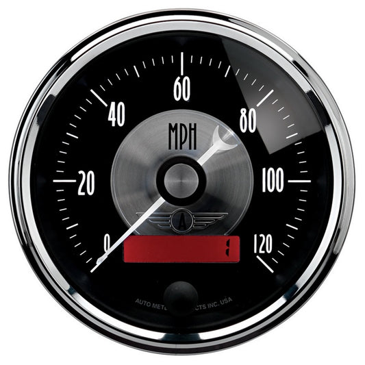 Autometer Prestige Series Black 3-3/8in 120mph Electric Programmable Speedometer w/LCD Odometer - Burkken Auto Parts