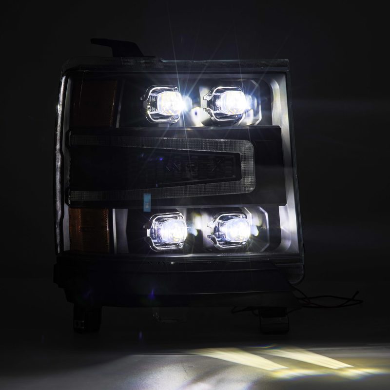 AlphaRex 16-18 Chevy 1500HD NOVA-Series LED Proj Headlights BK w/Actv Lgt/SeqSig & DRL (Req 810023) - Burkken Auto Parts