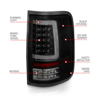 ANZO 2004-2006 Ford F-150 LED Tail Lights w/ Light Bar Black Housing Smoke Lens - Burkken Auto Parts
