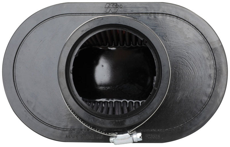 K&N Universal Clamp-On Air Filter 3.5in Flg ID x 8.5x5.25in B OD x 6.25x4in T OD x 5.5in H - Burkken Auto Parts