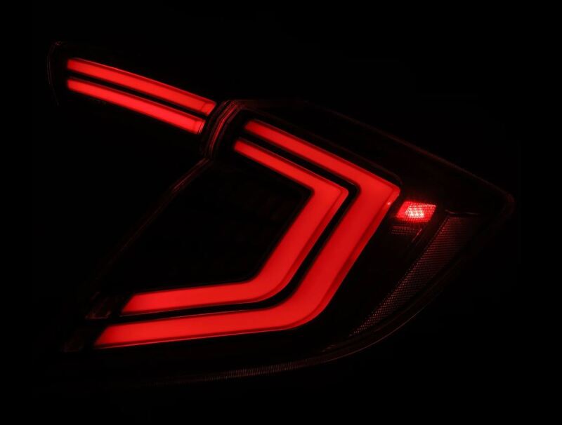 AlphaRex 16-21 Honda Civic Hatchback/ Type-R FK8 Nova-Series LED Tail Lights (Pair) - Alpha Black - Burkken Auto Parts