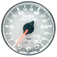 Autometer Spek-Pro Gauge Fuel Press 2 1/16in 30psi Stepper Motor W/Peak & Warn Slvr/Chrm - Burkken Auto Parts