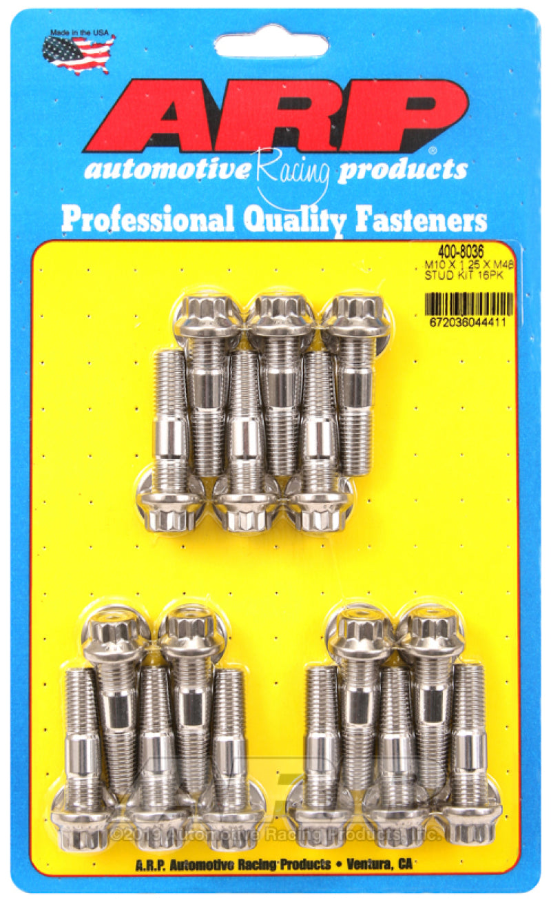 ARP M10 x 1.25 x 48 Stainless Steel 12pt Broached Stud Kit (16/pkg) - Burkken Auto Parts