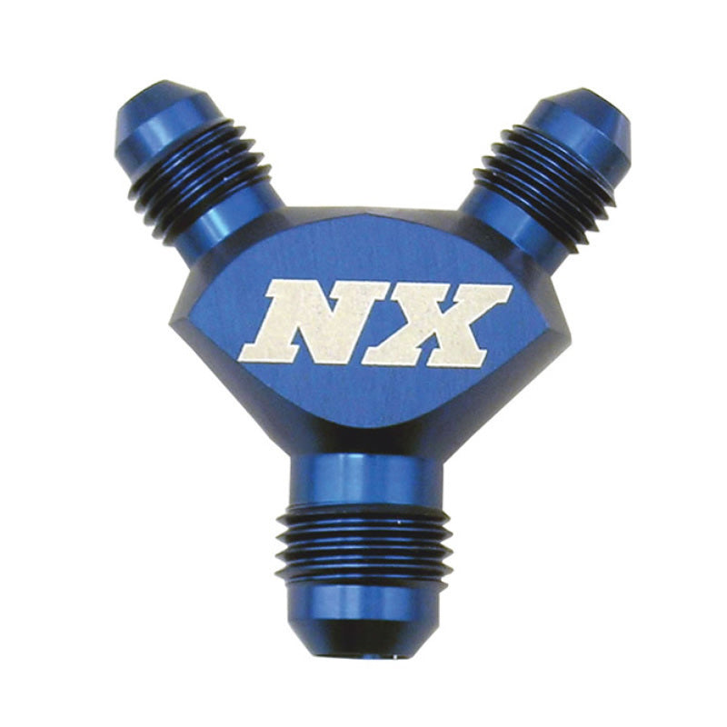 Nitrous Express 8AN x 6AN x 6AN Billet Pure-Flo Y Fitting - Blue - Burkken Auto Parts