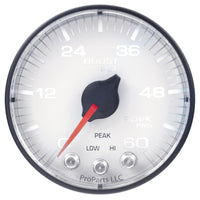 Autometer Spek-Pro Gauge Boost 2 1/16in 60psi Stepper Motor W/Peak & Warn Wht/Blk - Burkken Auto Parts